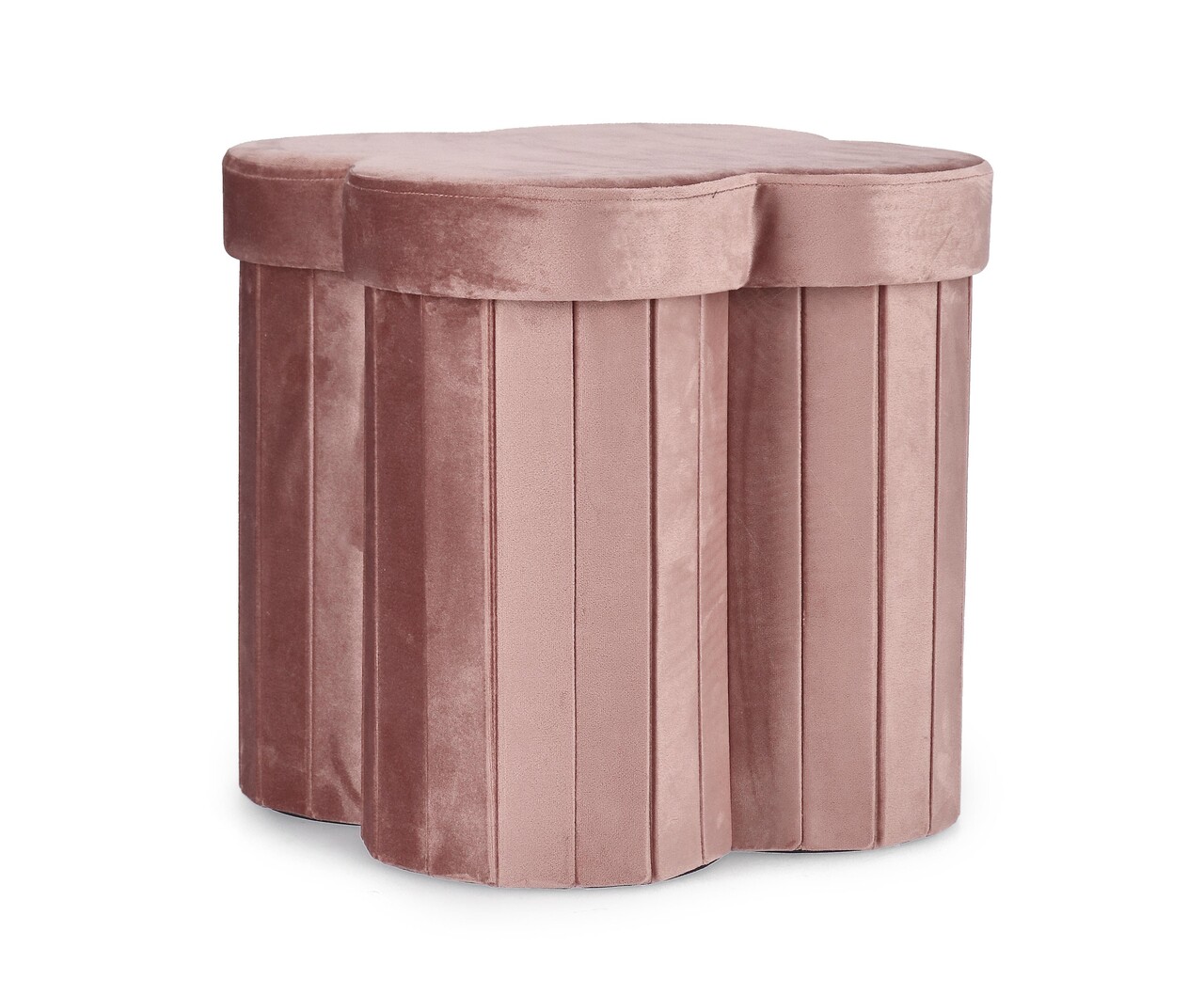 Taburet cu spatiu de depozitare Jocelyn, Bizzotto, 40x40x40 cm, MDF/catifea, roz antic - imagine 6
